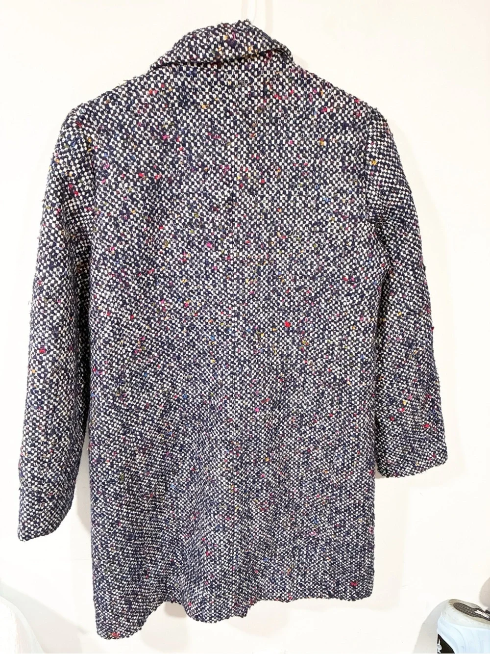 JCrew Daphne Italian Tweed Navy Coat Wool Blend Size 4